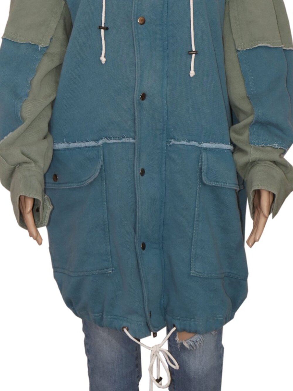 Free People Radio Cardi Hoodie Sweatshirt Jacket Oversized Pocket Drawstring XL - Picture 3 of 8